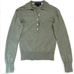 Brooks Brothers Silk Cashmere Polo Sweater Greenish Grey Quiet Luxury XS
